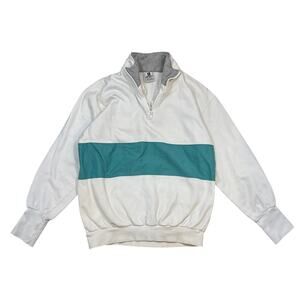 Vintage 80s Norsport 1/4 zip sweatshirt yacht style patch sew grunge Large